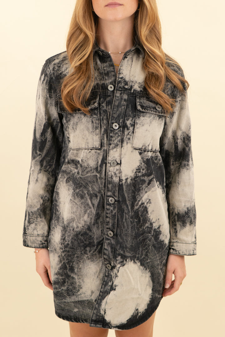 article x black acid wash denim dress (s/m; retail $228)