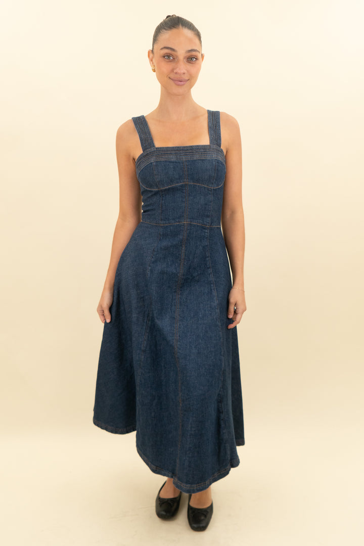 simkhai denim midi dress nwt (2; retail $495)