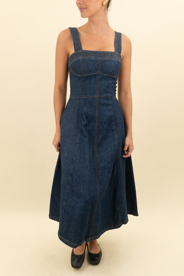simkhai denim midi dress nwt (2; retail $495)