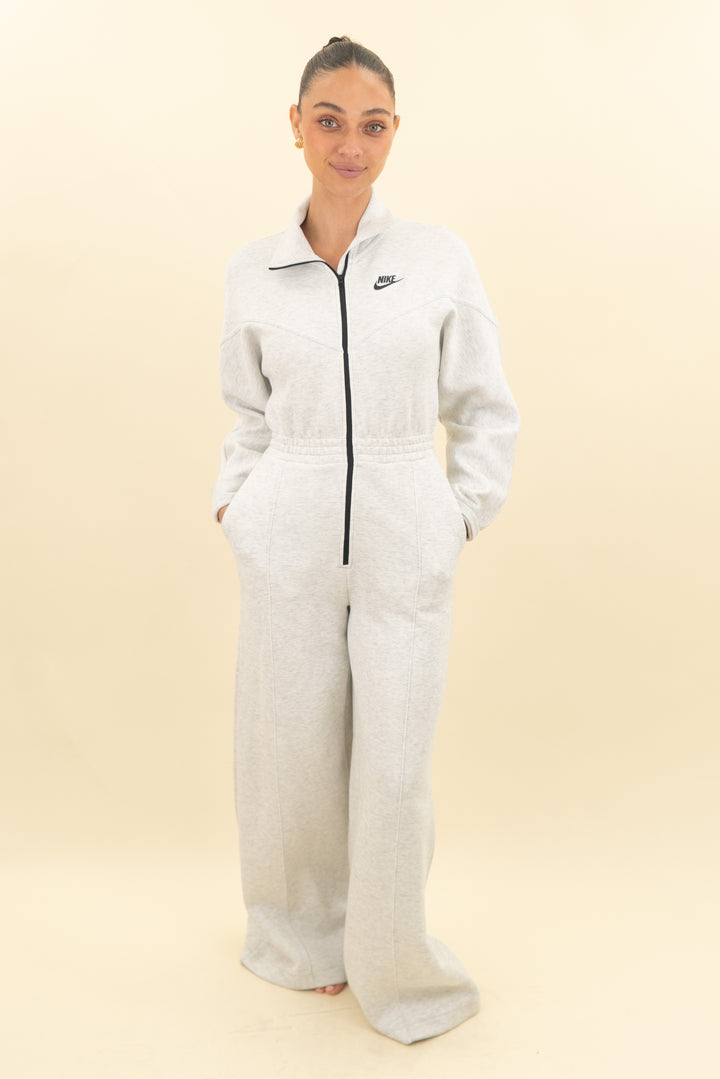 nike heather grey fleece jumpsuit (xs; retail $175)