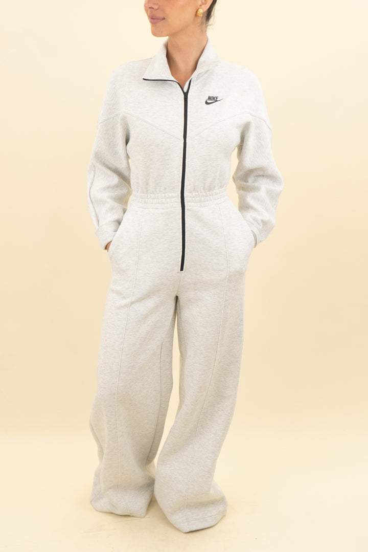 nike heather grey fleece jumpsuit (xs; retail $175)