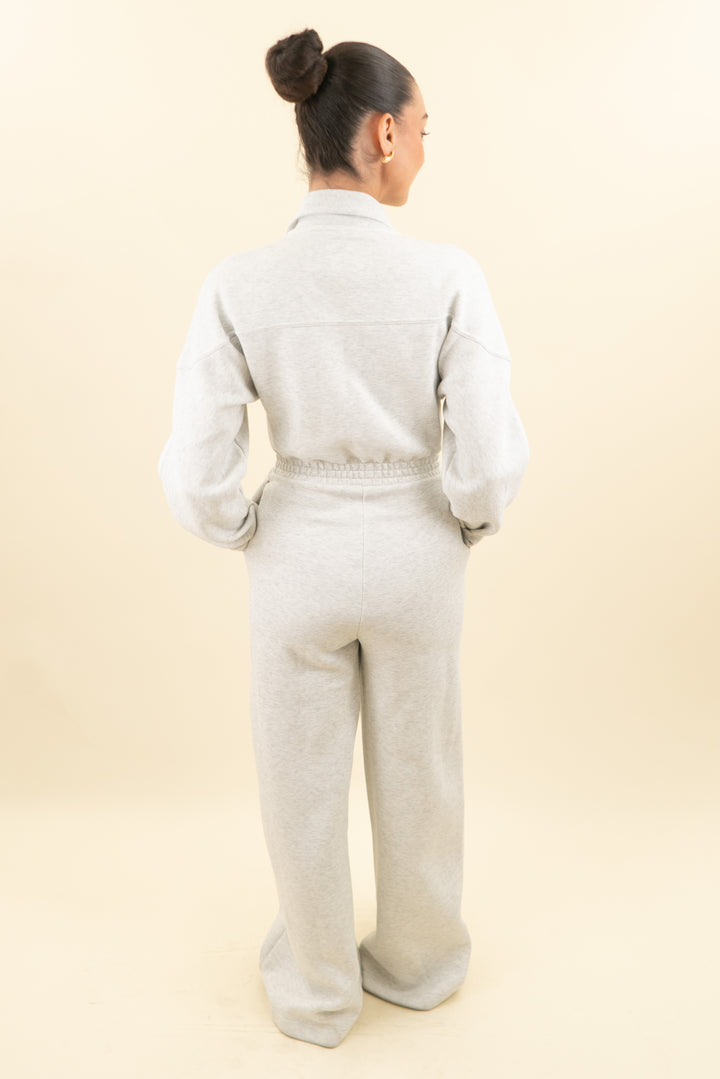 nike heather grey fleece jumpsuit (xs; retail $175)