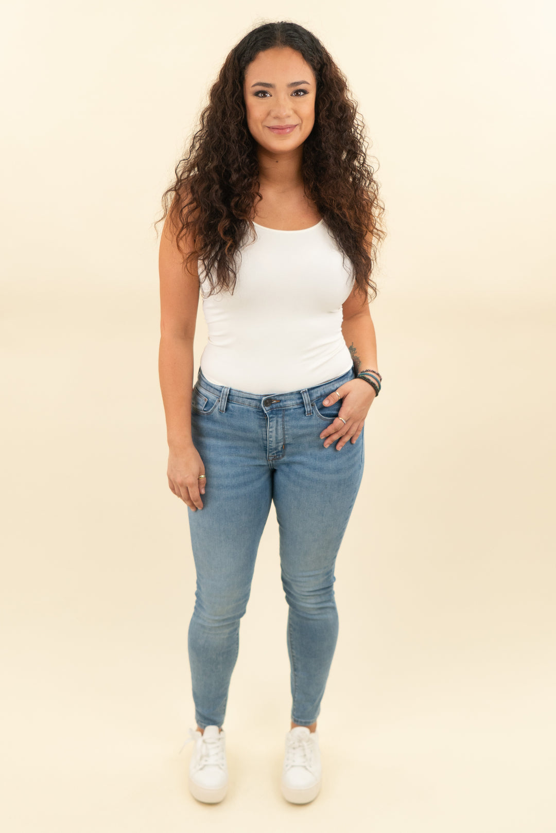 hudson medium wash skinny jeans (30; retail $195)