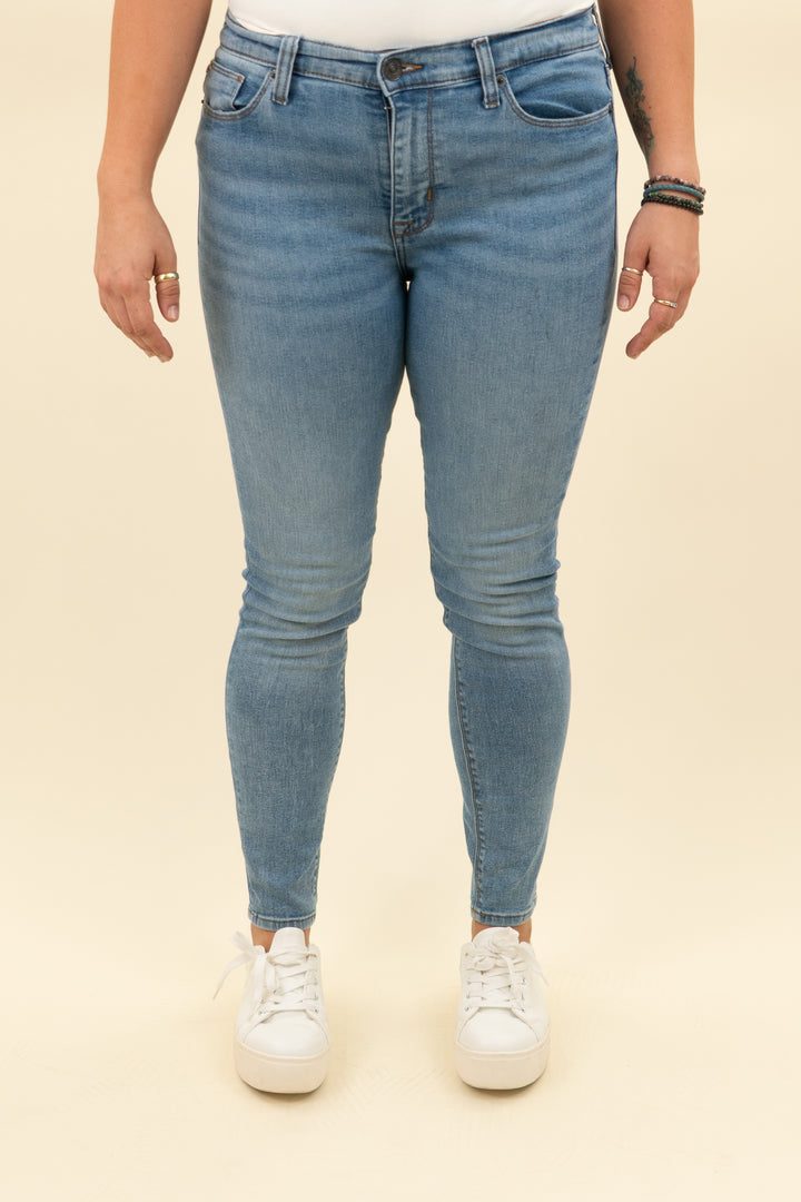 hudson medium wash skinny jeans (30; retail $195)