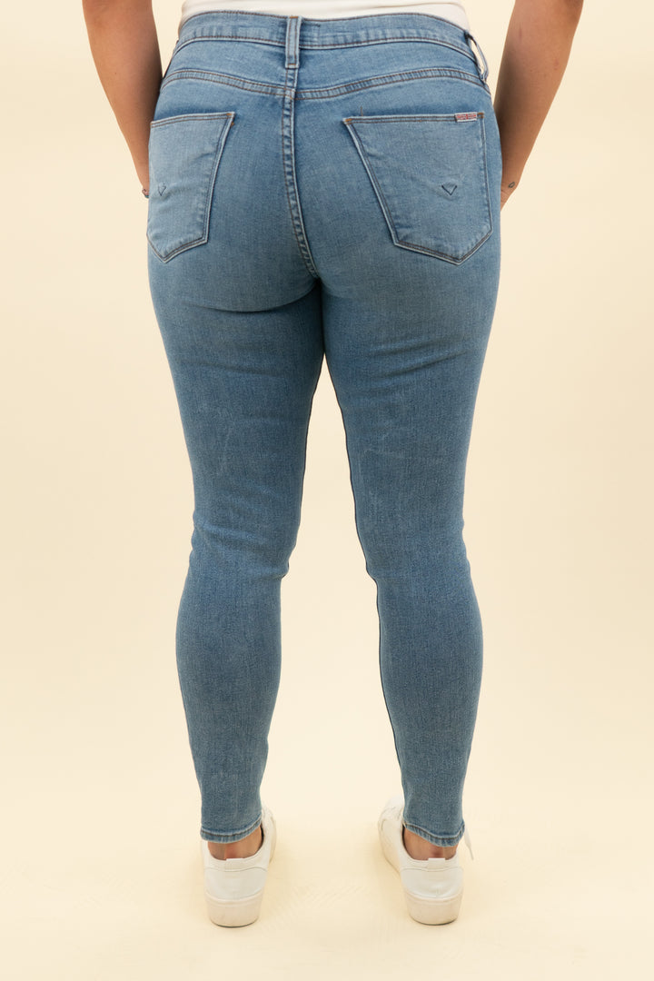 hudson medium wash skinny jeans (30; retail $195)