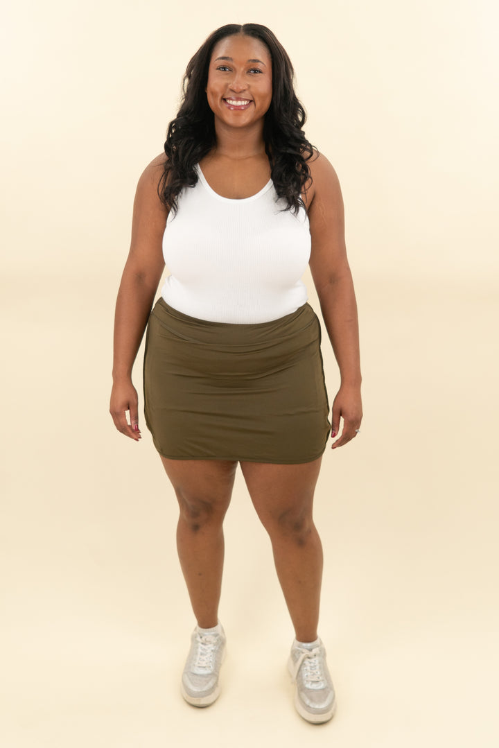 dark olive athletic skort (xl; retail $35)