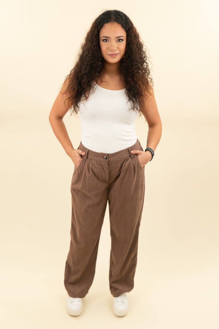 halara brown corduroy pants (L; retail $50)