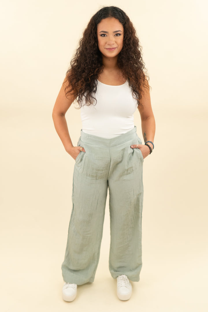 house of harlow sage green flowy pants (l; retail $168)