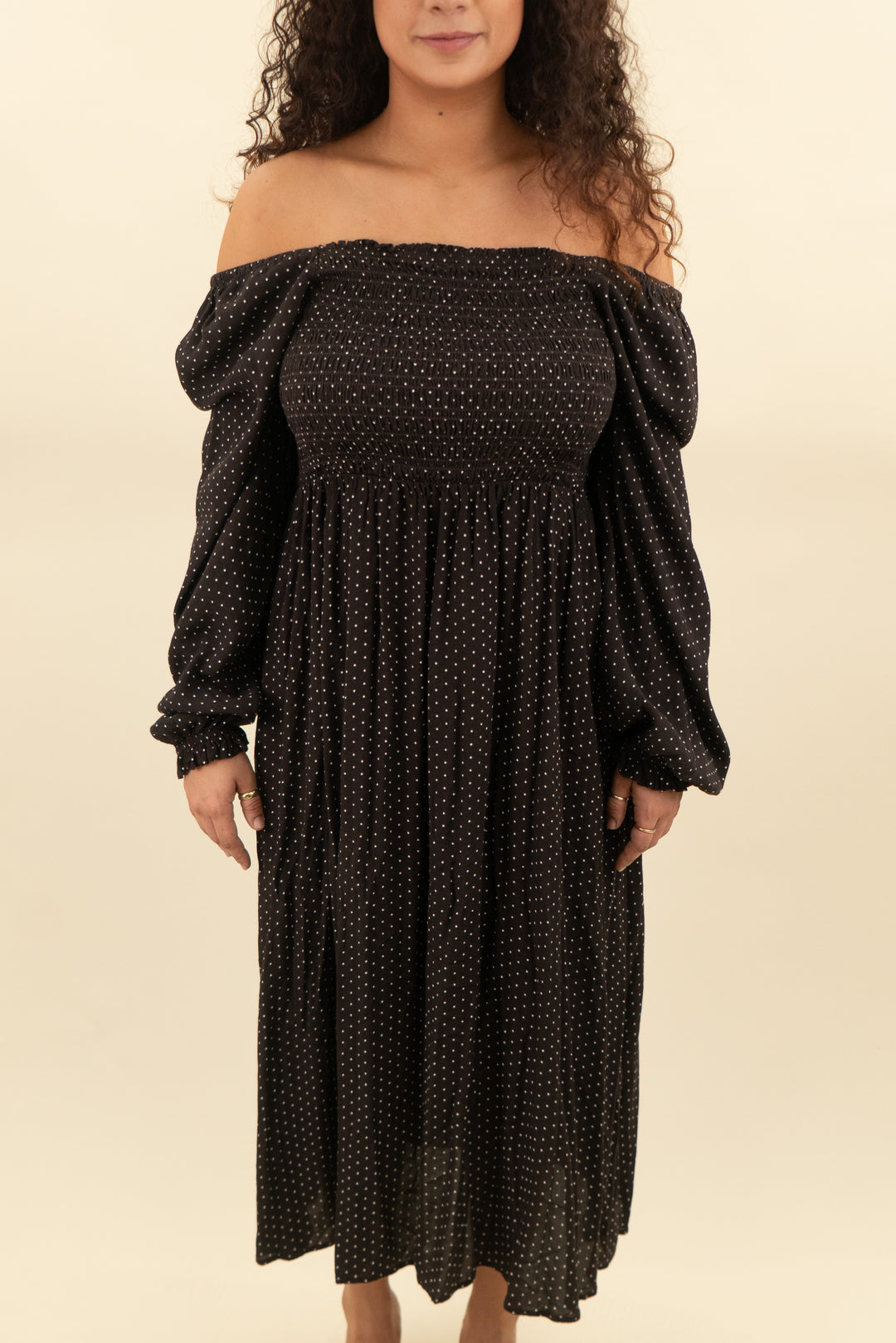 gap brown & white polkadot midi dress (lt; retail $118)