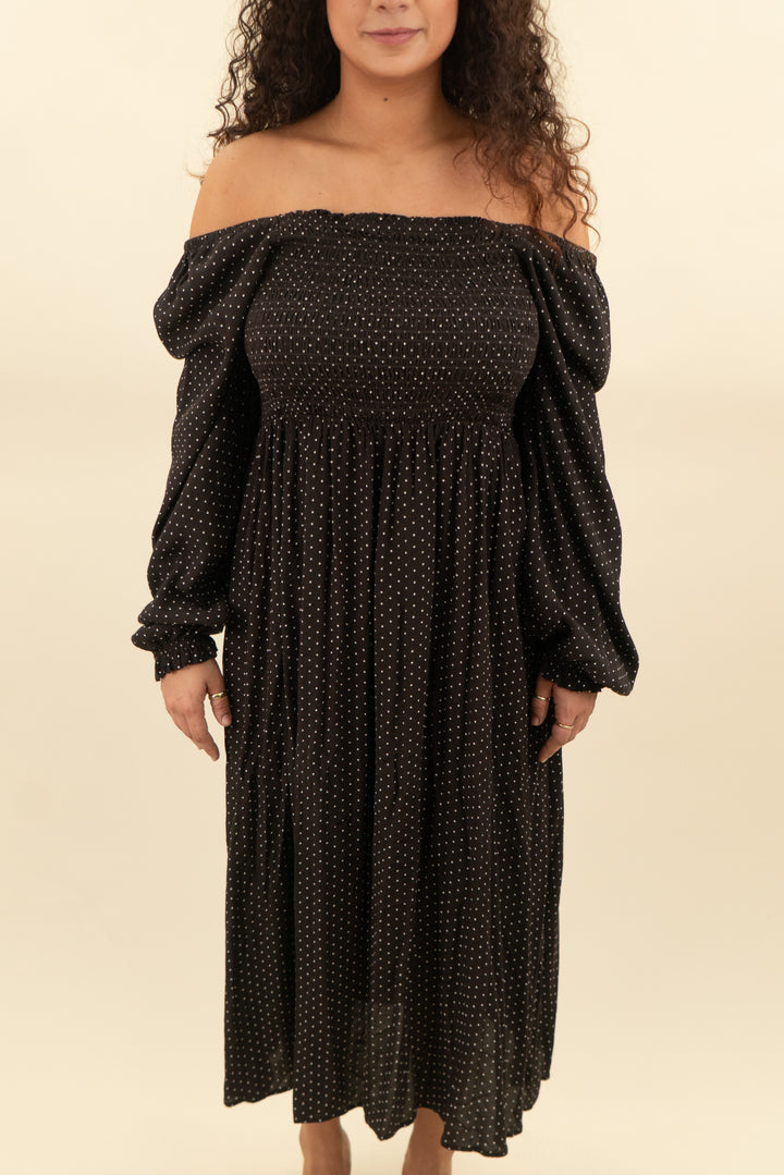 gap brown & white polkadot midi dress (lt; retail $118)