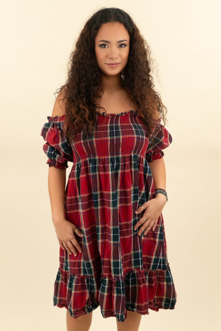 hill house reg & green plaid midi dress (l; retail $218)