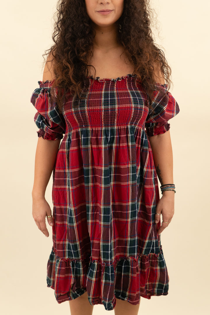 hill house reg & green plaid midi dress (l; retail $218)