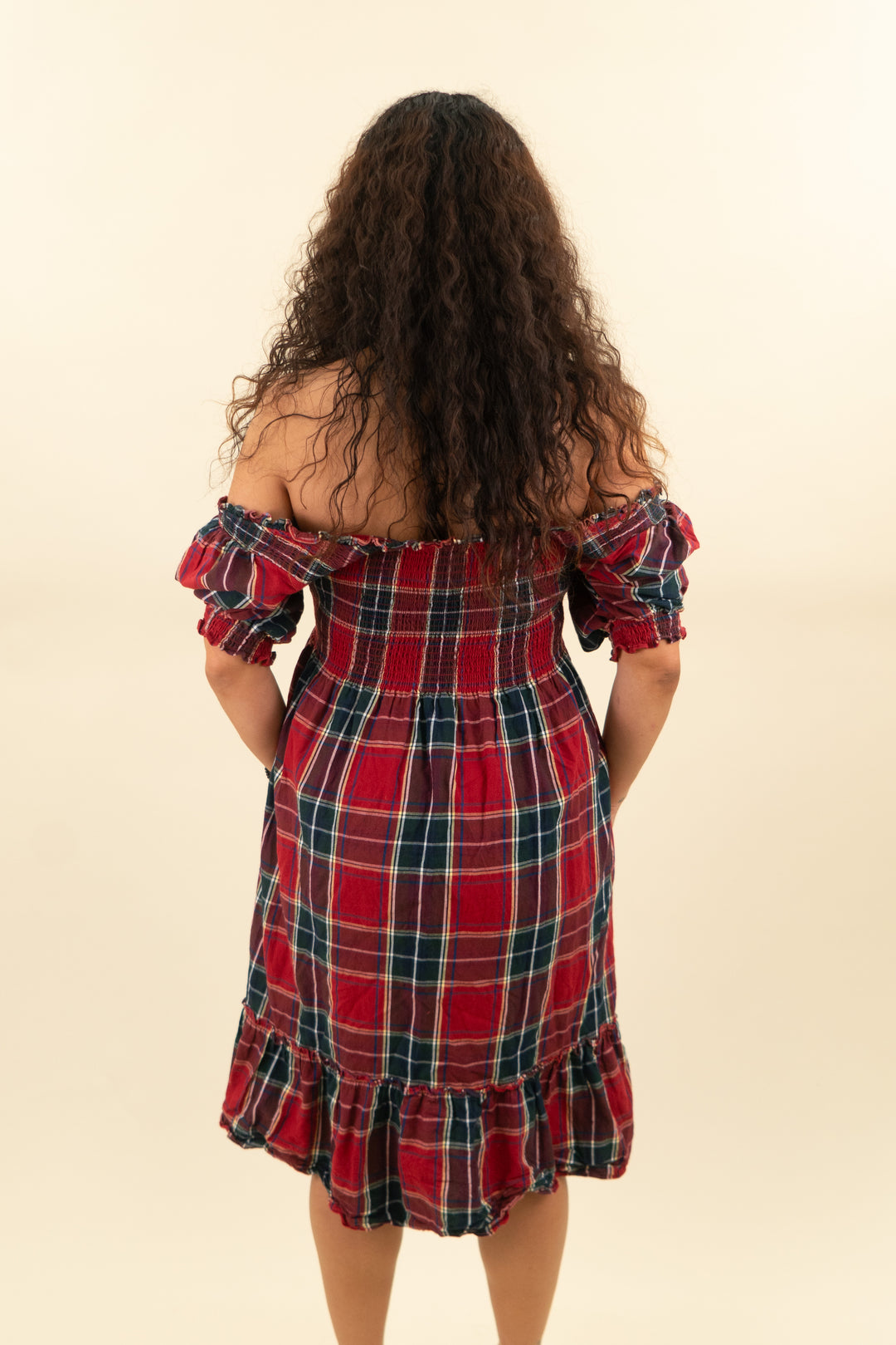 hill house reg & green plaid midi dress (l; retail $218)