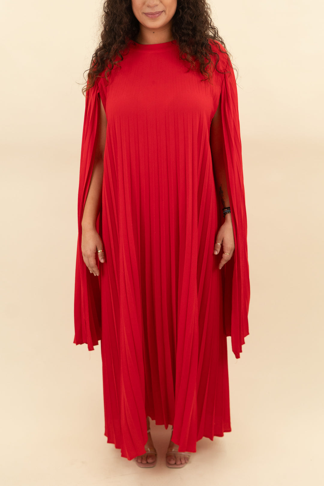 red pleated cape dress (1x; retail $55)