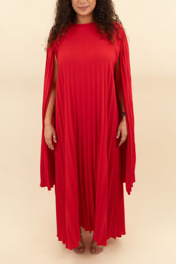 red pleated cape dress (1x; retail $55)