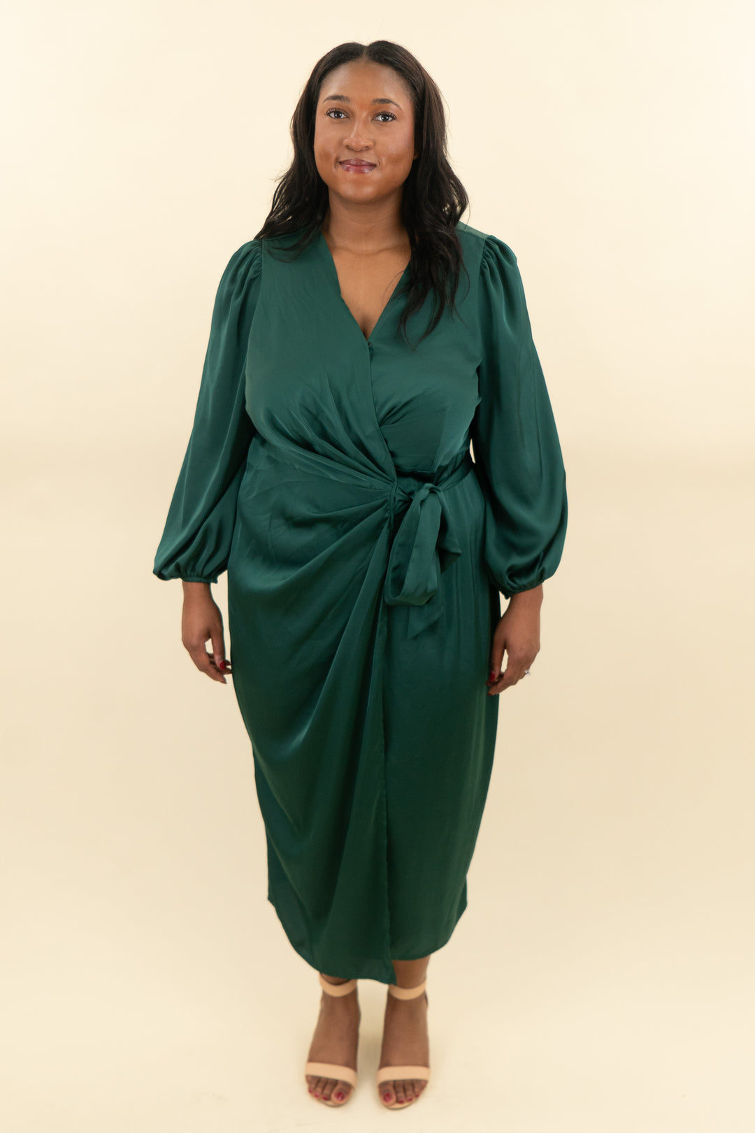 green l/s wrap dress (2xl; retail $45)