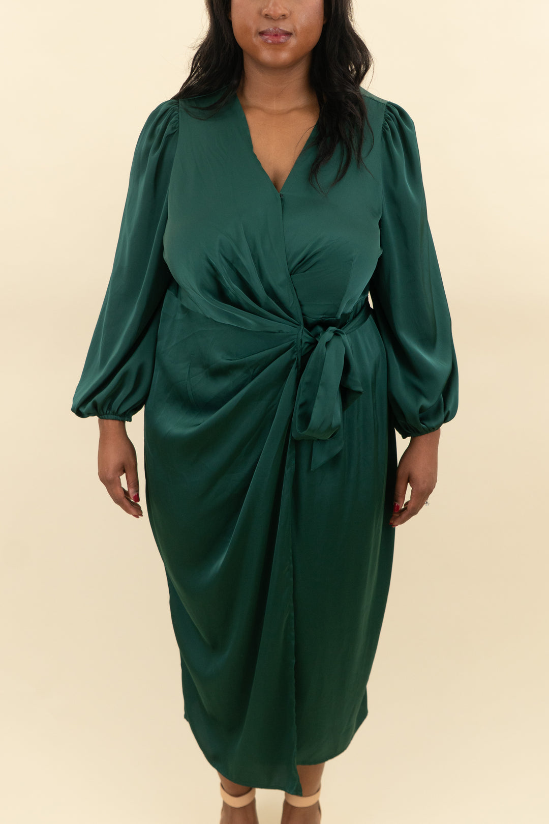green l/s wrap dress (2xl; retail $45)