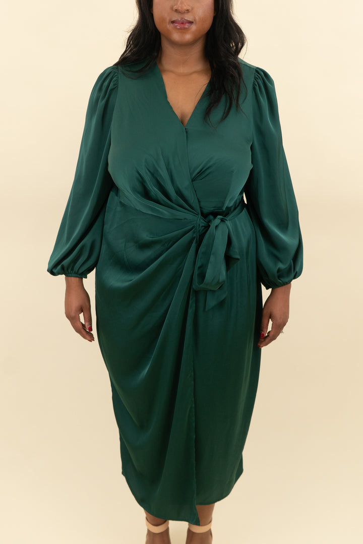 green l/s wrap dress (2xl; retail $45)