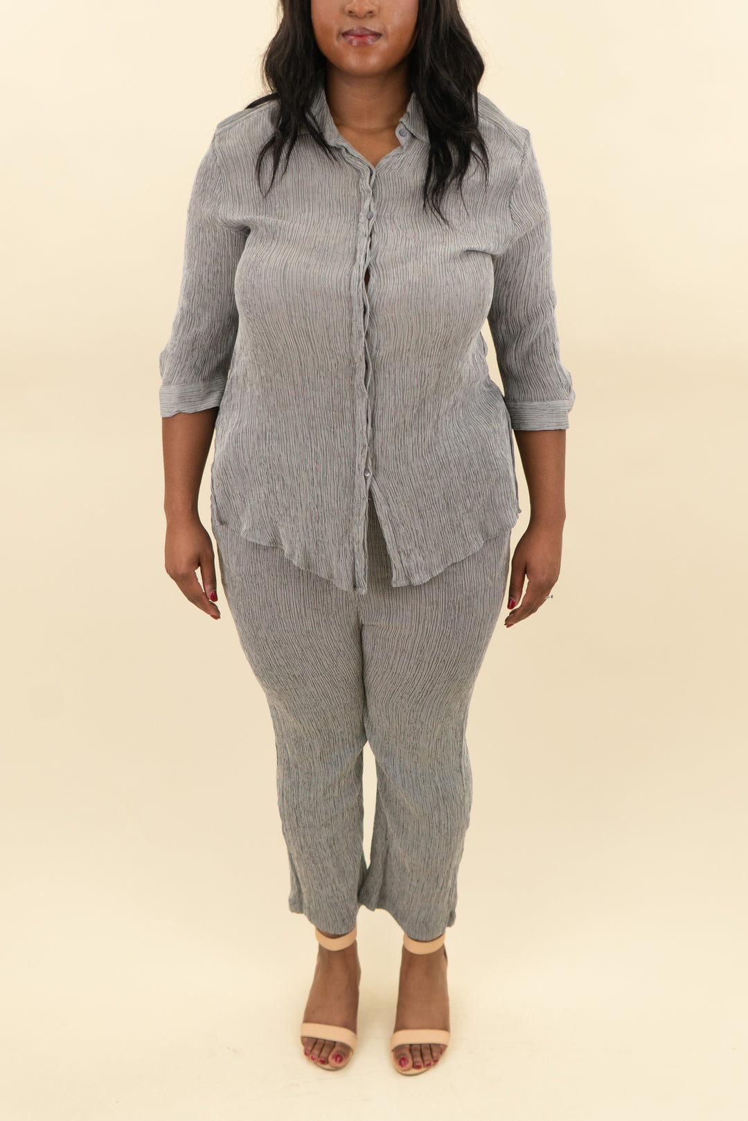 modern works great textured long sleeve pant set (1x; retail $50)