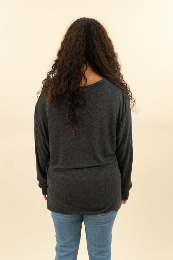 tommy john dark gray ribbed henley (xl; retail $68)