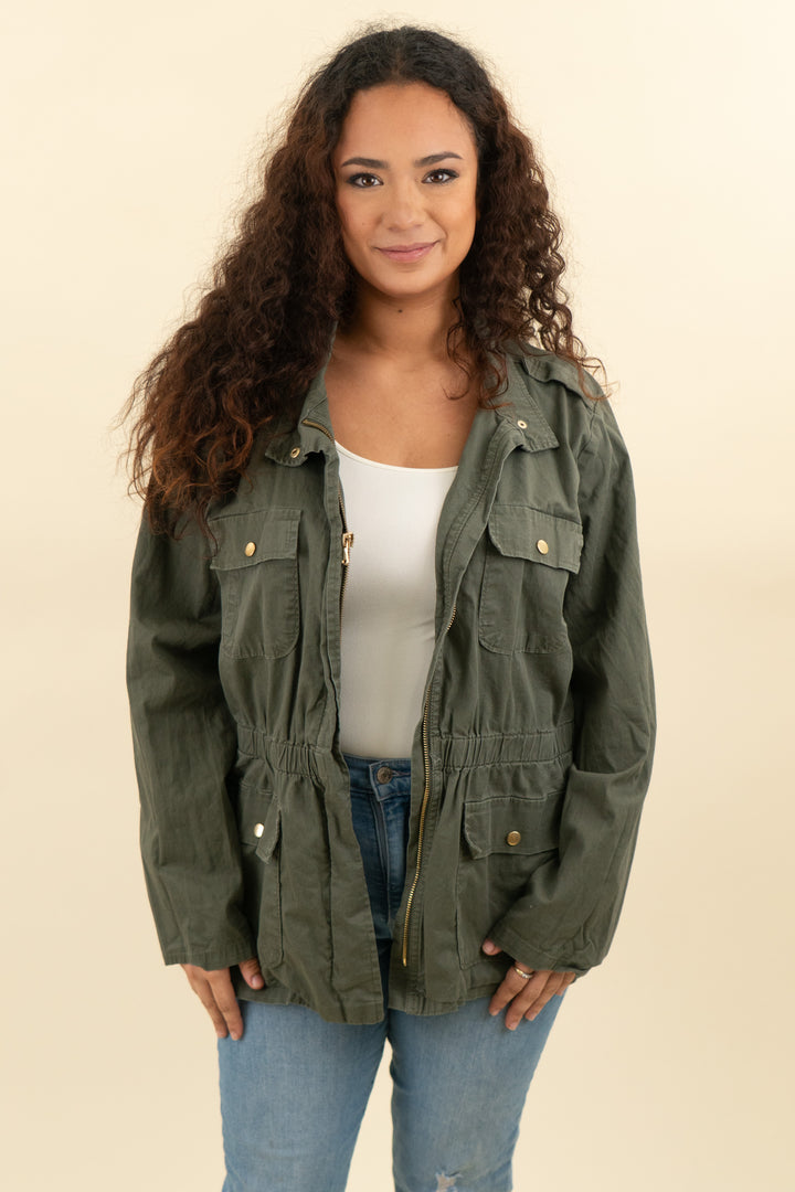 croft & barrow army green utility jacket (xl; retail $40)