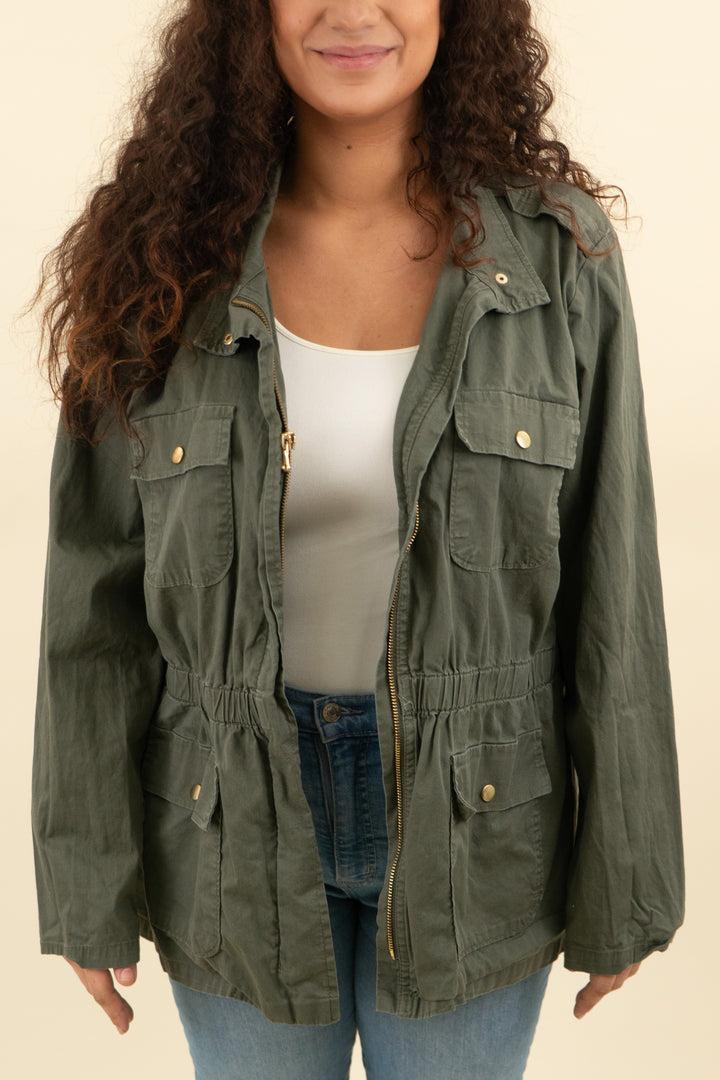 croft & barrow army green utility jacket (xl; retail $40)