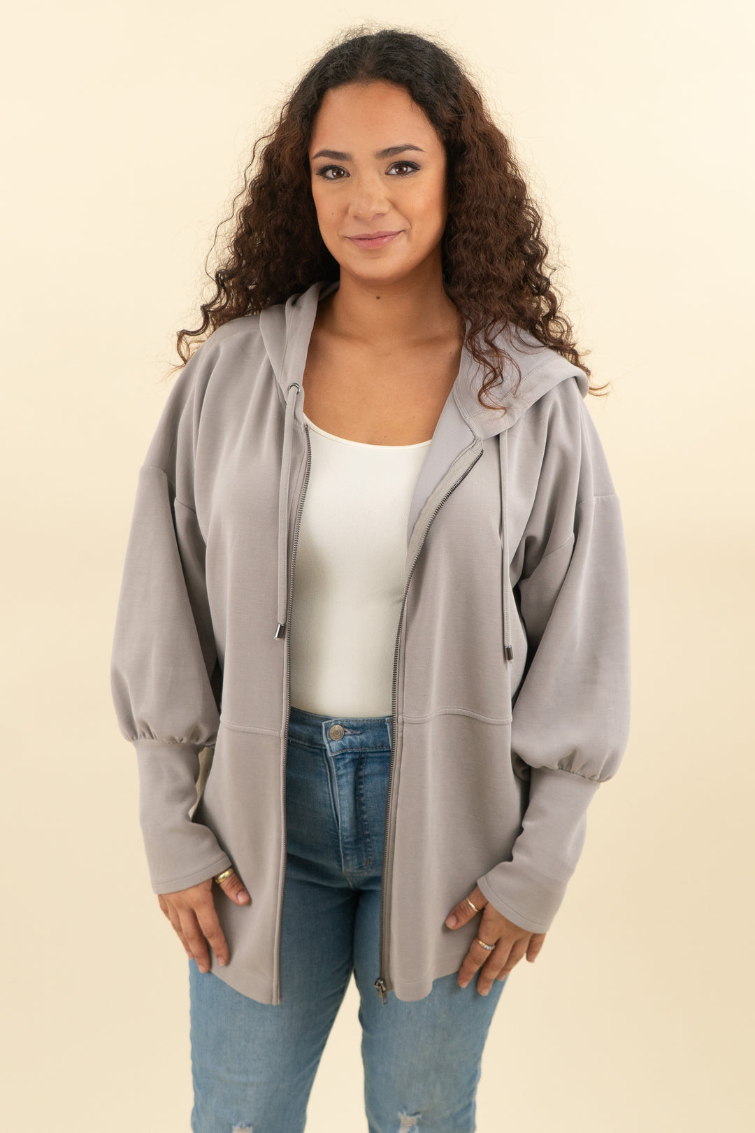 cable & gauge grey zip up hoodie (l; retail $59)