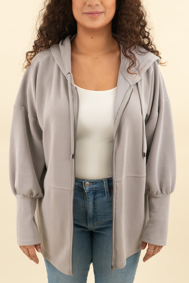 cable & gauge grey zip up hoodie (l; retail $59)