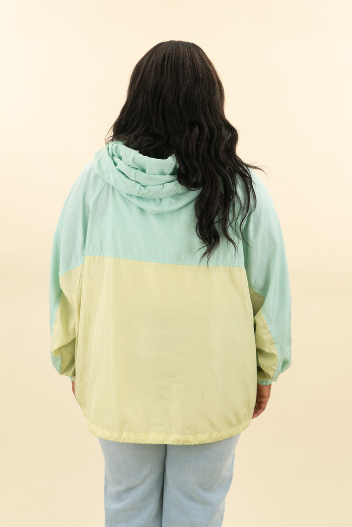 bp blue and green colorblock hooded windbreaker (3xl; retail $69)