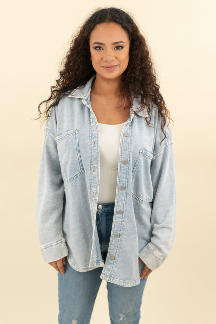 z supply light blue shacket (xl; retail $138)