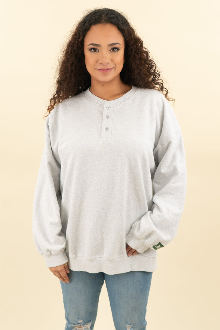 daily drills light grey quarter button sweatshirt (m/l)