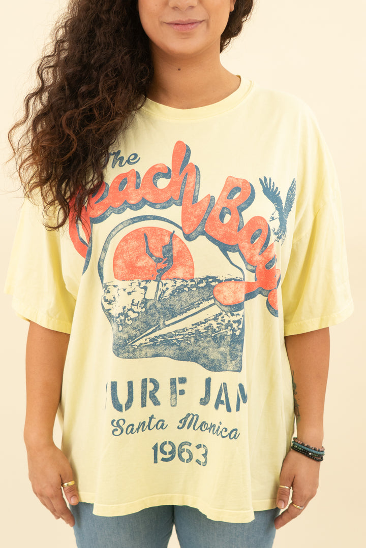 daydreamer yellow beach boys graphic tshirt (l; retail $88)