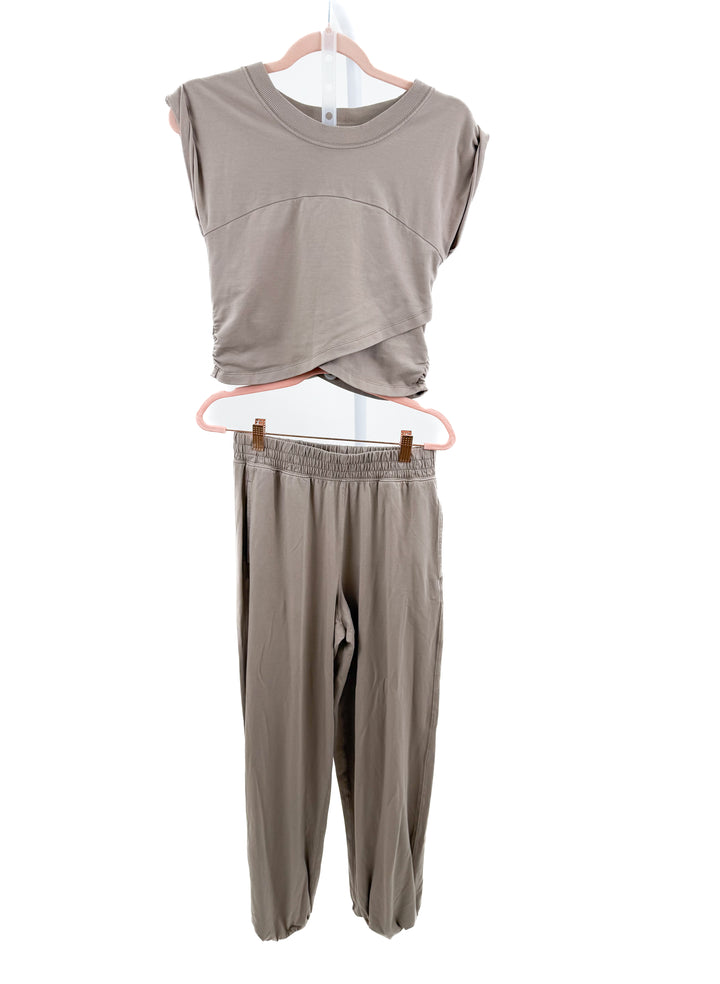 free people movement taupe lounge set (s; retail $98)