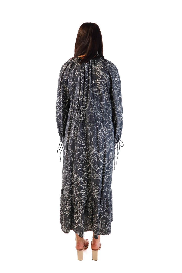H&M black floral tiered dress (xs)
