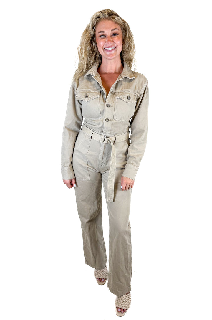 Abercrombie Tan Denim Cargo Style Jumpsuit NWT (M + L)