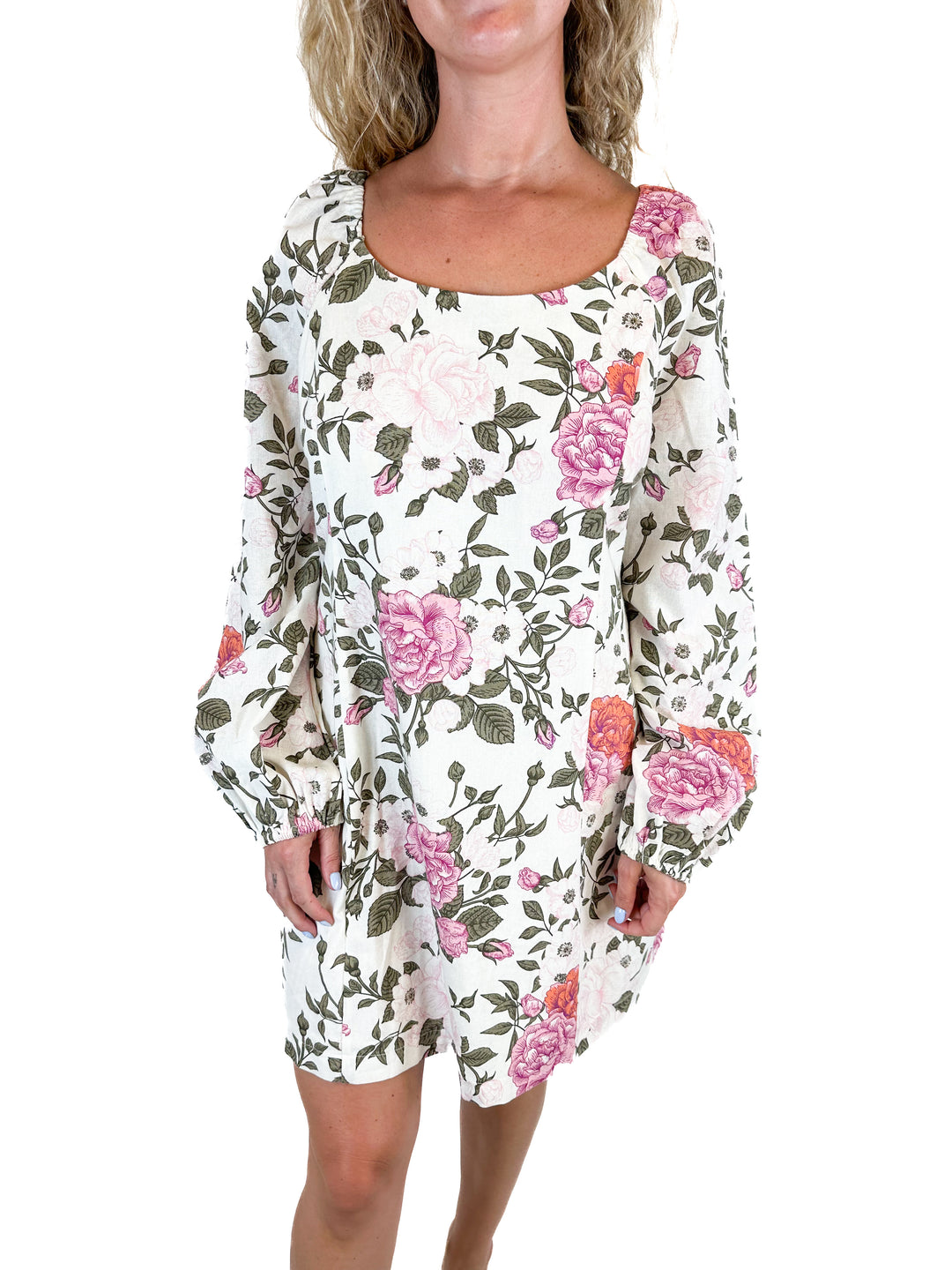 Aura Floral Dress With Ribbon Back (L)