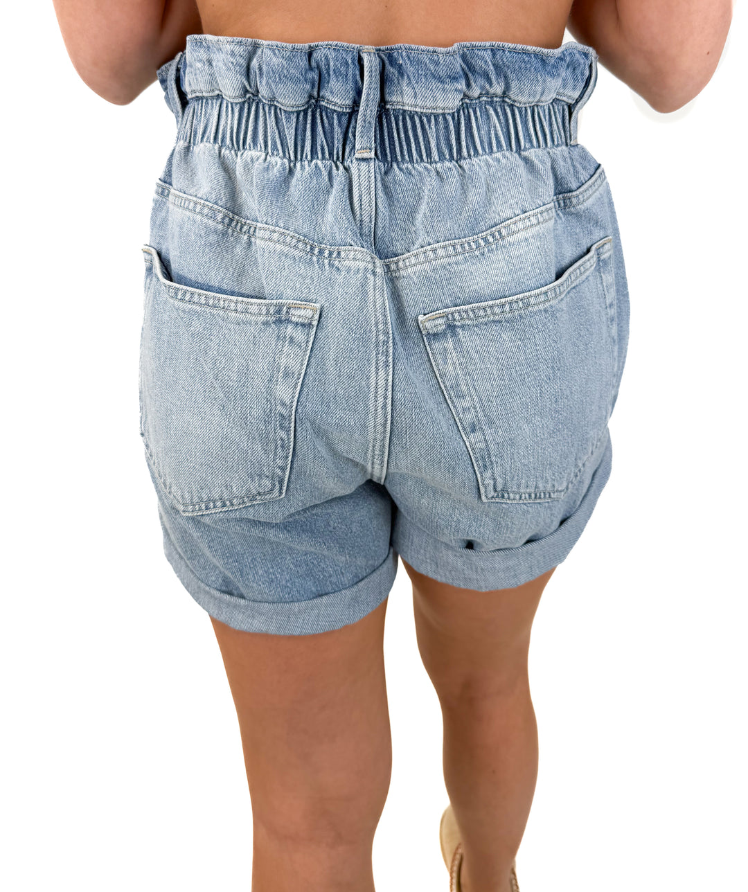 Frame Elastic Waist Denim Shorts NWT (S; Retail $198)
