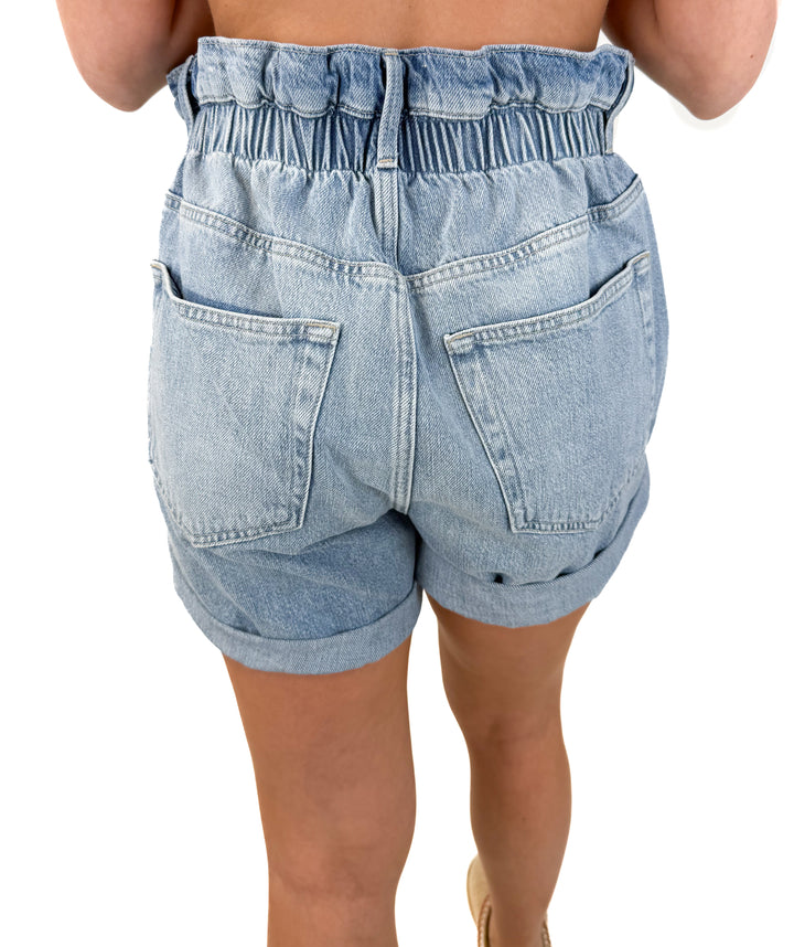 Frame Elastic Waist Denim Shorts NWT (S; Retail $198)