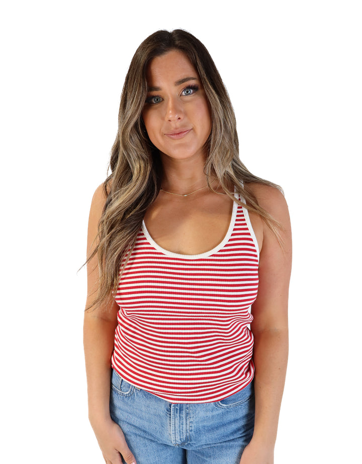 J.crew red/white striped tank (L; retail $29.90)