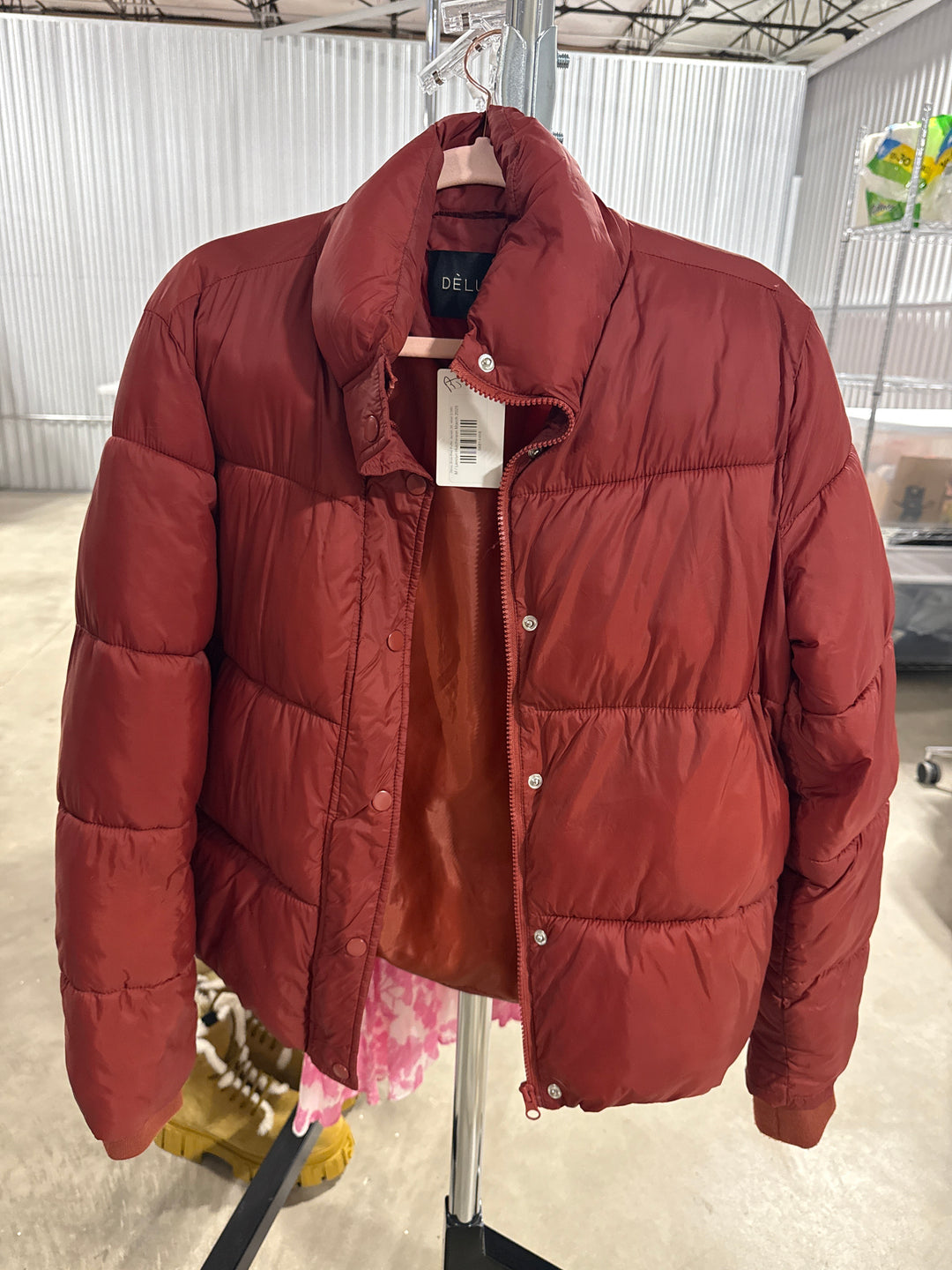 Deluc Brick Red Puffer Jacket (M; retail $199)