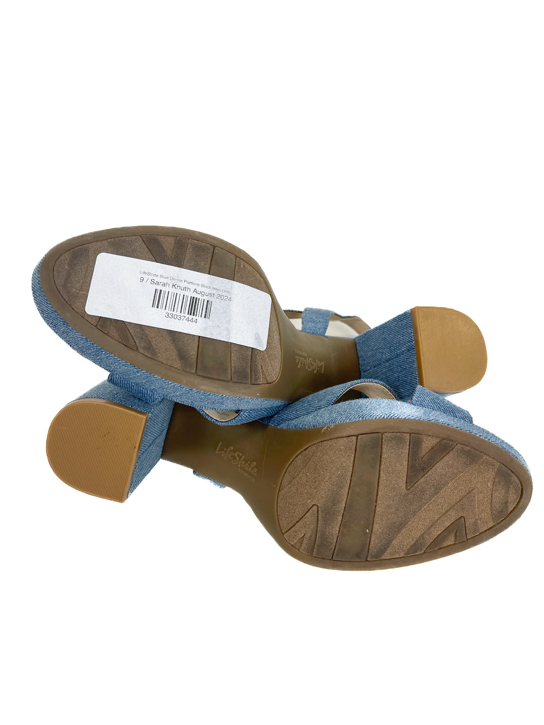LifeStride Blue Denim Platform Block Heel Dress Sandals (9M)