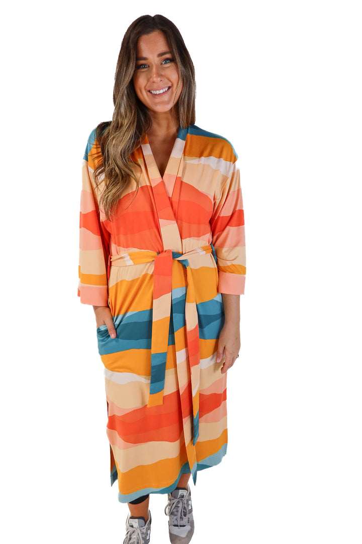 Mason grey multi color robe (L; retail $108)