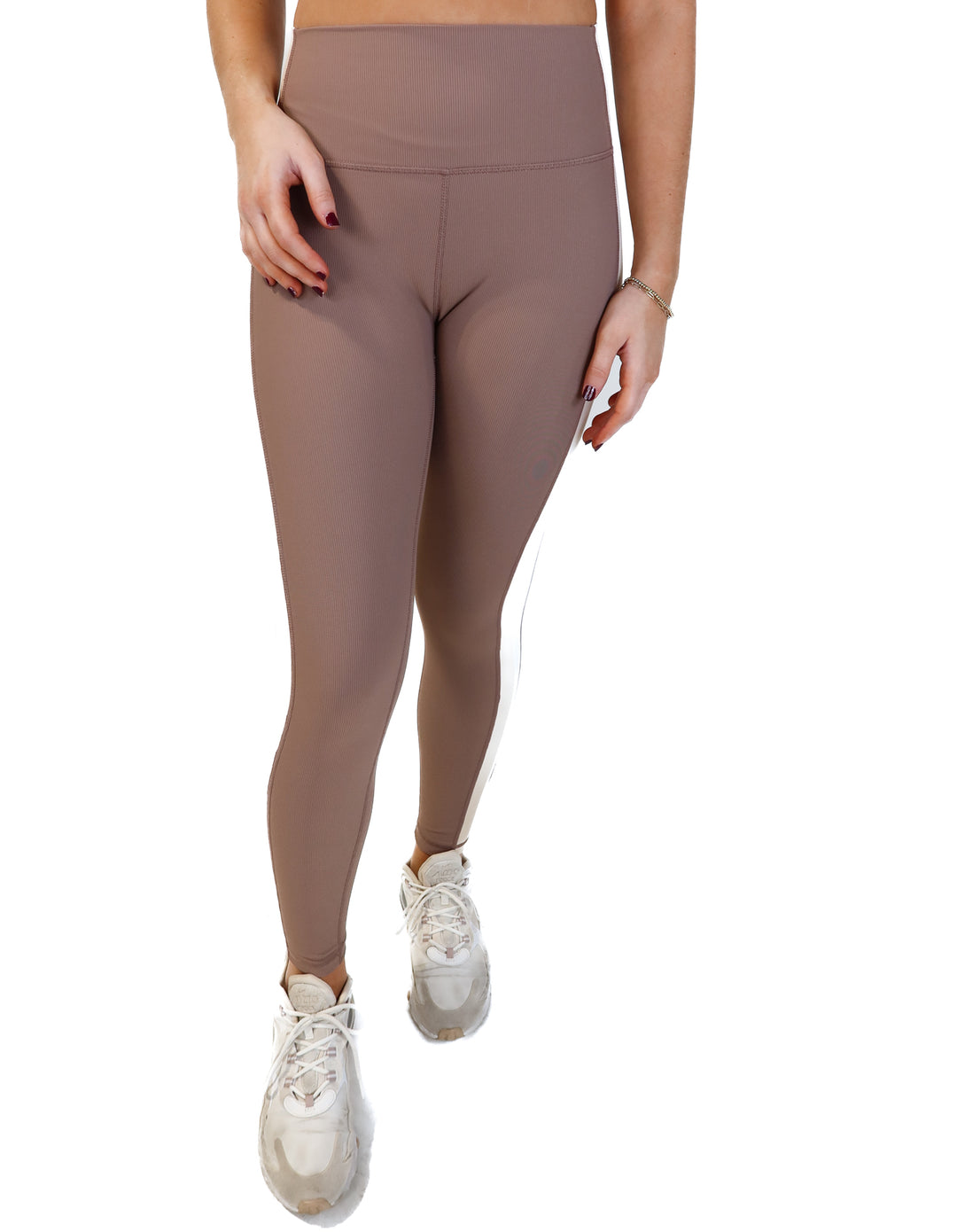 Wilo mauve ribbed colorblock leggings (xs)
