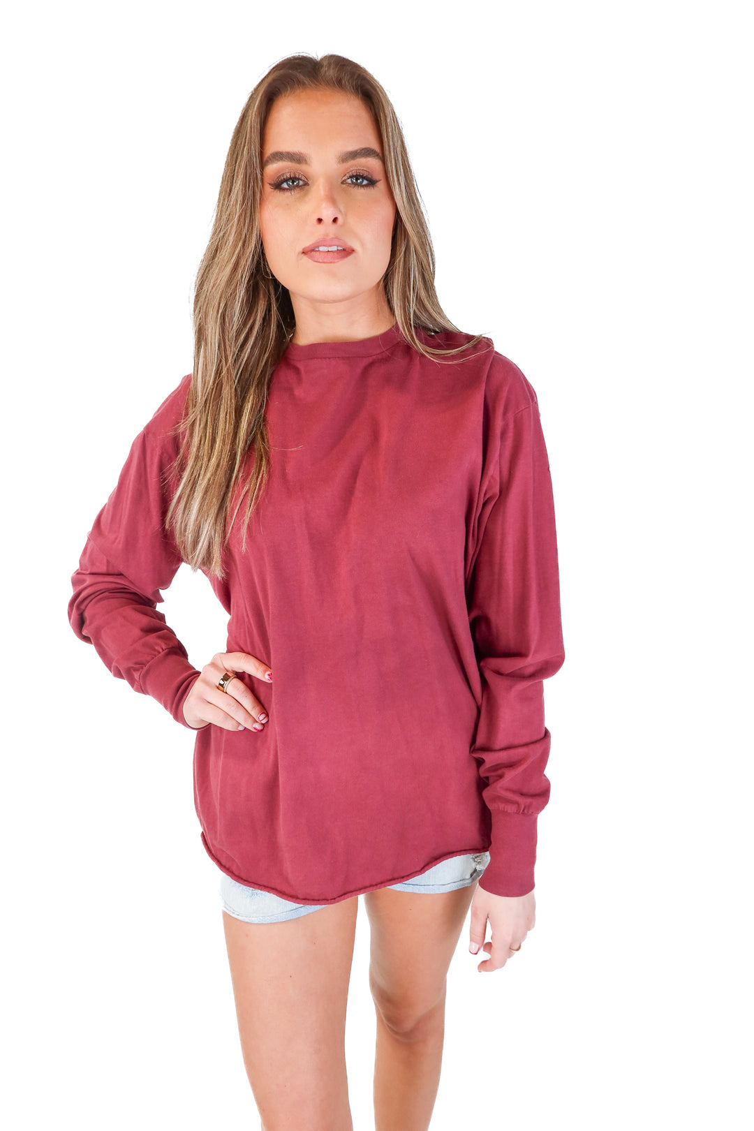 Tribe Kelley Burgundy Long Sleeve Tee (M)