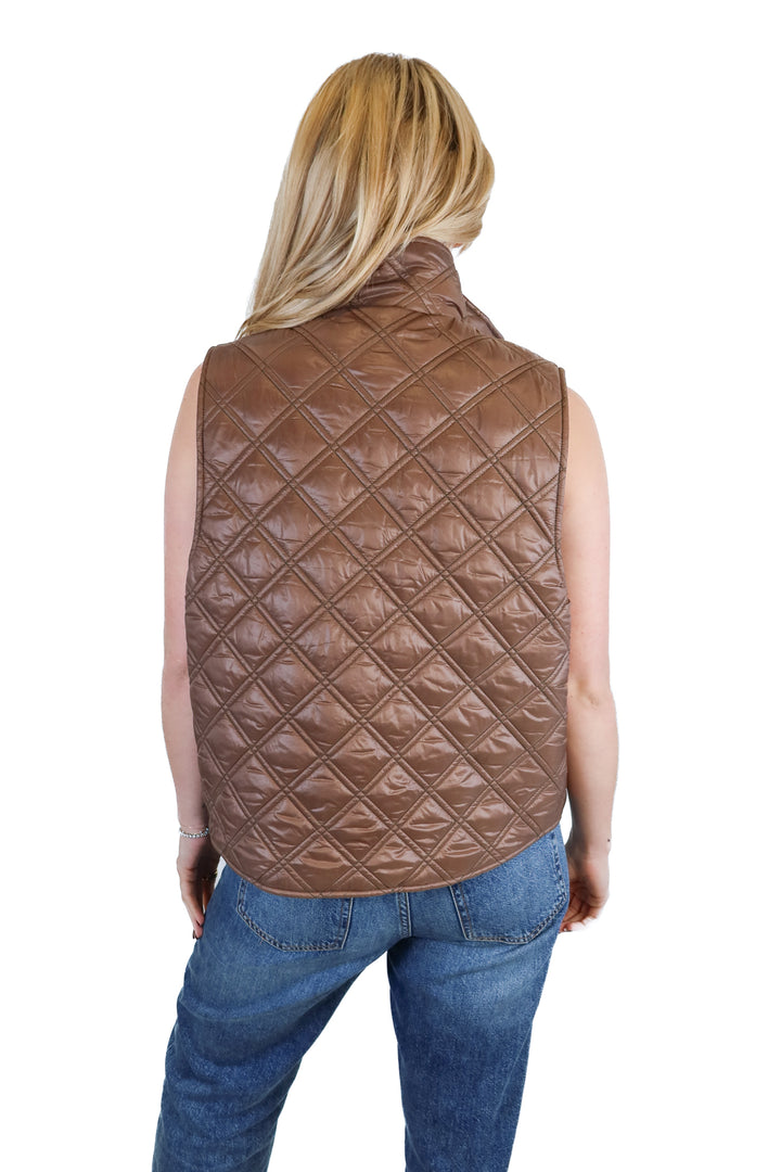 hunter bell reversible green/brown puff vest NWT (S; retails for $465)