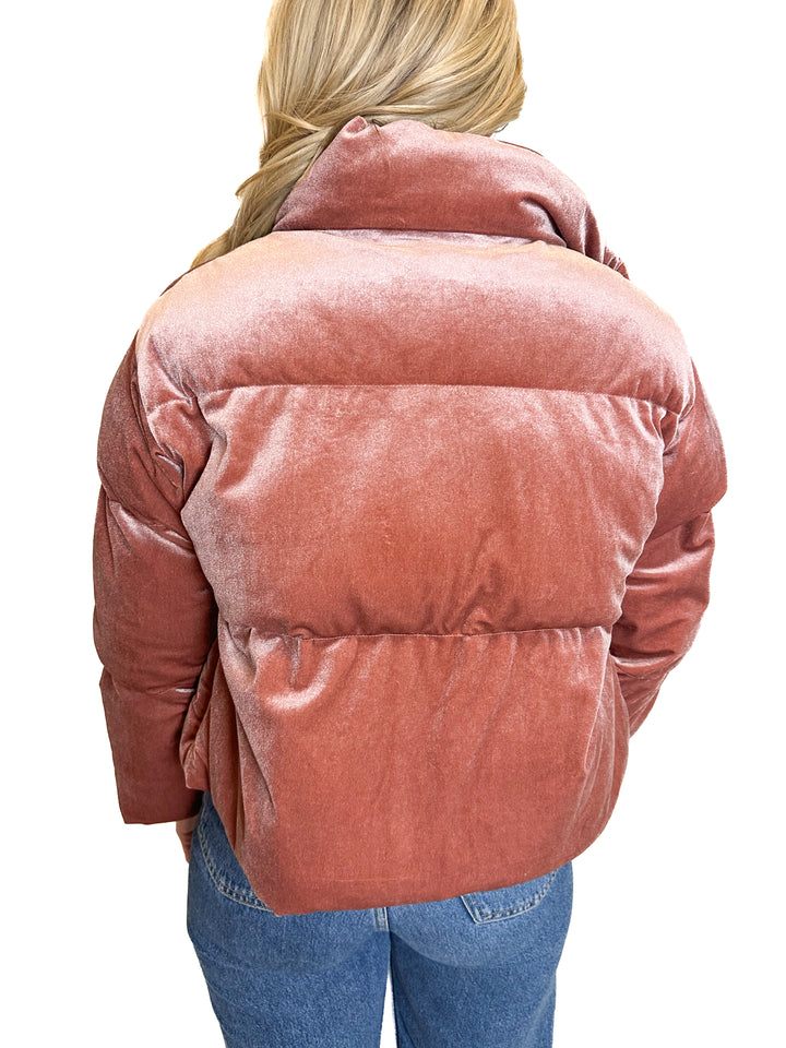 Buddy Love Pink Velvety Puffer Jacket NWT (S)