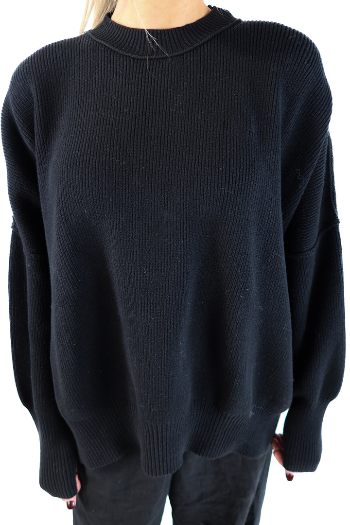 Free People Black Crewneck Sweater (S; retail $68)