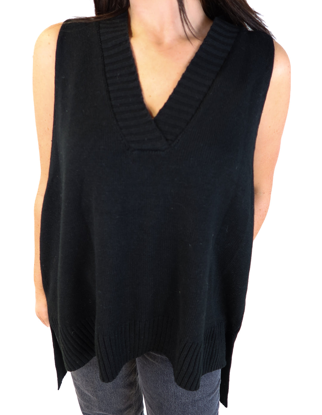 The foxy kind black sweater vest (s; retail $72)