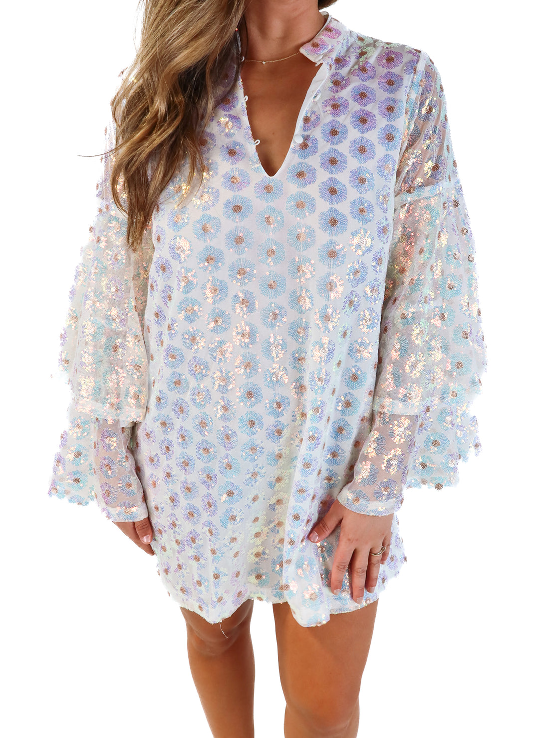 Buddy love iridescent floral sequin dress (s; retails for $107)