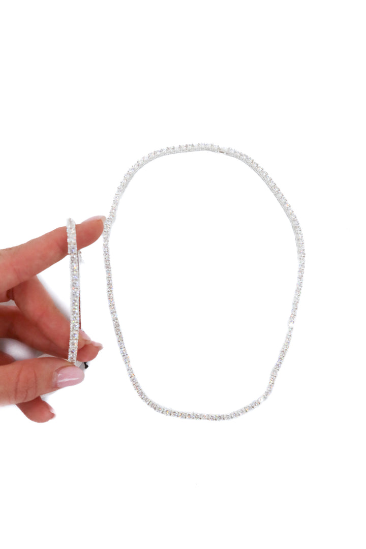 electric picks silver crystal tennis necklace and bracelet set (retail $185)
